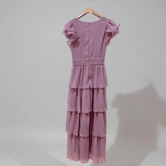 NWT ASTR Emporia Purple Pleated Tiered Midi Dress - Picture 7 of 10